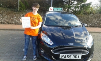 Emily Stander proudly holding her Pass Certificate after passing first time today.  Another confident, safe drive with only 2 driver faults.  A super result after working hard.  Congratulations and well done again. Good luck and enjoy your driving. Salvina 6th February 2015....
