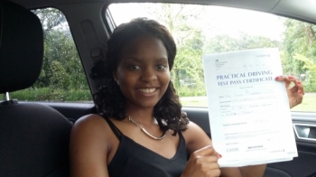 Annie Chirambo absolutely delighted to be showing her Pass Certificate after passing her driving test first time today. A super drive witnessed by her instructor Salvina in torrential rain with only 2 driver faults - hence the picture inside so her special certificate didn&acute;t get wet.  A fantastic result from her willingness to work hard on le...