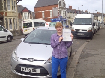 Holly Bryant proudly holding her Pass Certificate after passing her test today.  It was lovely to witness a smooth, safe drive.  A great result for her perseverance and negotiating Gabalfa roundabout. Once again congratulations and well done.  Hope to see you for Pass Plus soon (no test). Enjoy your driving. Sarah 13th August 2013....