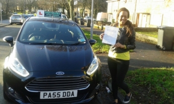 Rebecca Jones proudly holding her  Pass Certificate after passing her test first time today.  A super result after struggling to fit lessons in. The drive was an excellent safe and confident drive with only 2 driver faults.  Congratulations and well done again.  Salvina 19th December 2015....