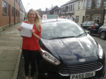 Rebecca Smal proudly holding her Pass Certificate with a brilliant, safe drive today with only 2 driver faults.  A great reward from her commitment to driving and being such a willing student.  Well done and congratulations again.  Enjoy your driving and keep safe. Salvina 9th April 2014....