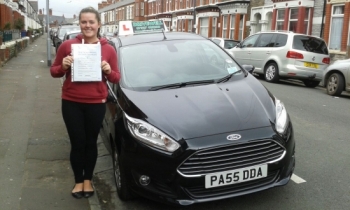 Siobham Rudd delighted to be holding her Pass Certificate after passing first time today. A superb drive with only 2 driver faults.  A well deserved result always working hard, listened to Salvina and advice following a Mock Test.  Congratulations and well done again. Enjoy your driving.  Salvina & Sarah 23rd March 2015...