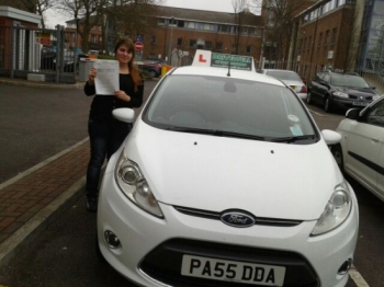 Andreia proudly holding her Pass Certificate after passing her test today.  The examiner praised her and Salvina on an excellent drive with only 1 driver fault.  Congratulations again.  Enjoy your driving and good luck for safe driving.  24th April 2013...